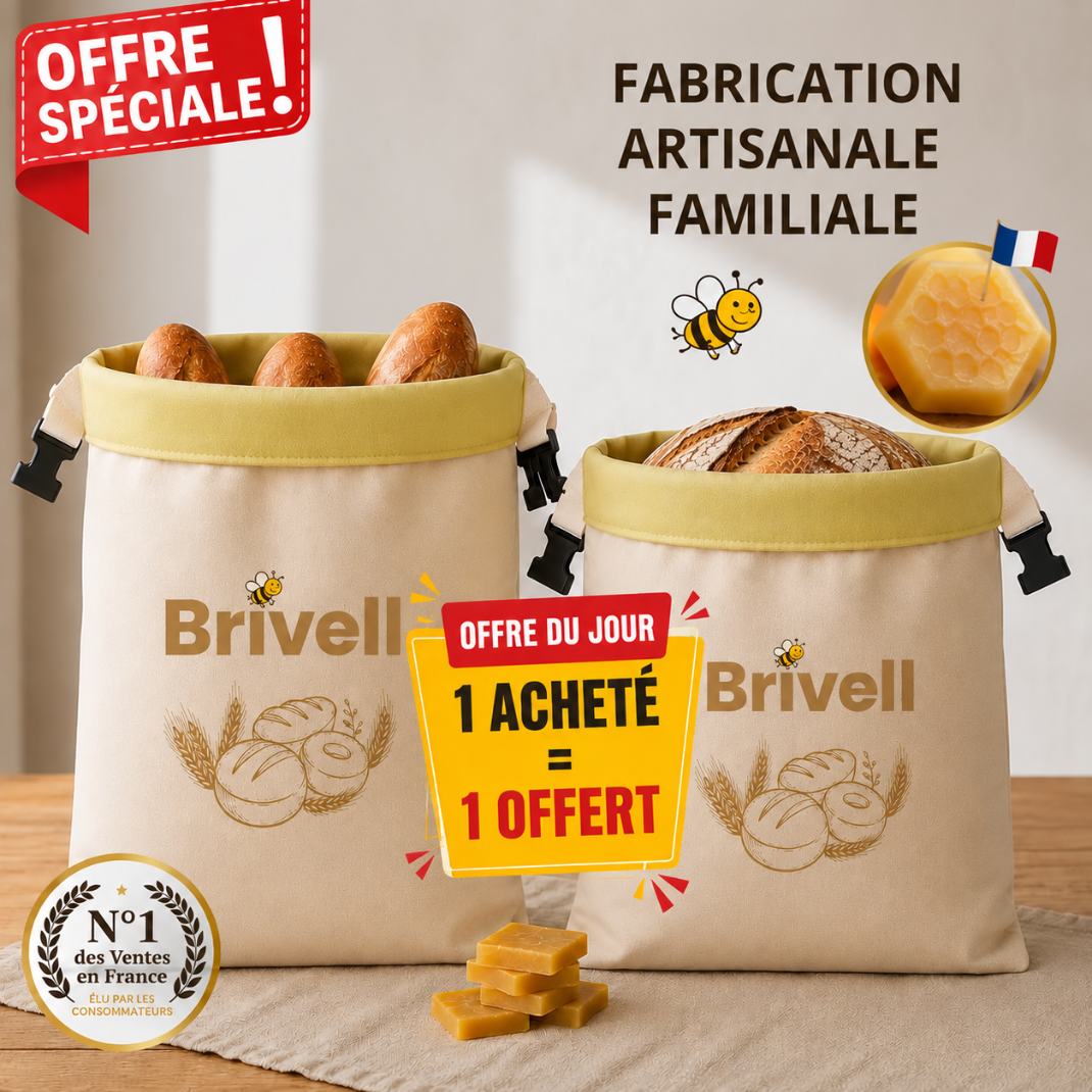 Sacs Brivell Premium en cire d'abeille & coton 100 % — Lavables, pour une conservation naturelle