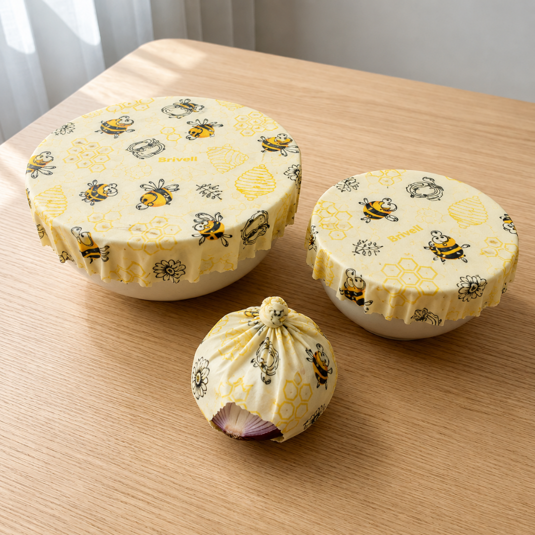 Lot de 3 Emballages alimentaires en cire d'abeille - Bee-Wraps Brivell