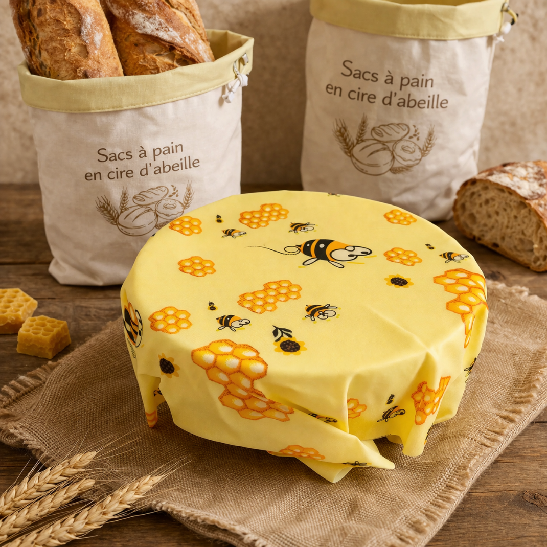 Lot de 3 Emballages alimentaires en cire d'abeille - Bee-Wraps Brivell