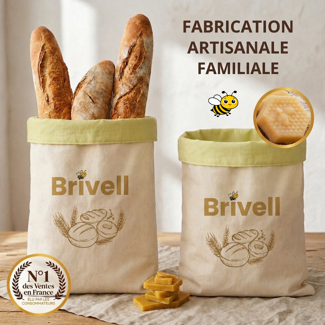 Sacs Brivell Premium en cire d'abeille & coton 100 % — Lavables, pour une conservation naturelle